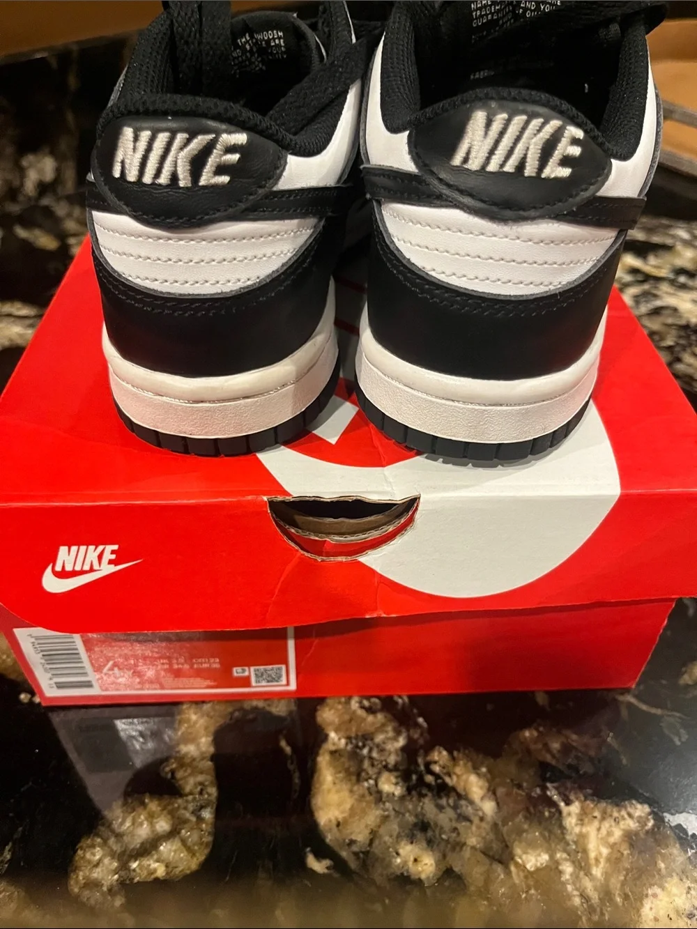Nike Kids Black and White Low Top Sneakers dunk lows pandas 4